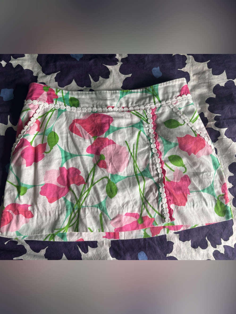 Lilly Pulitzer Pink Green Floral Cotton Mini Skirt
